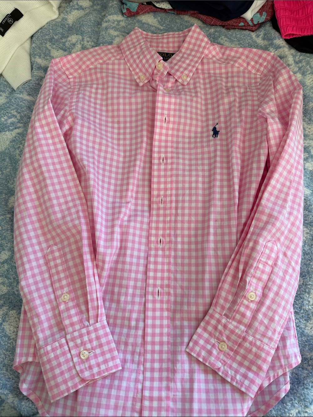 Polo by Ralph Lauren Pink Gingham Button-Down Shirt with Navy Pony